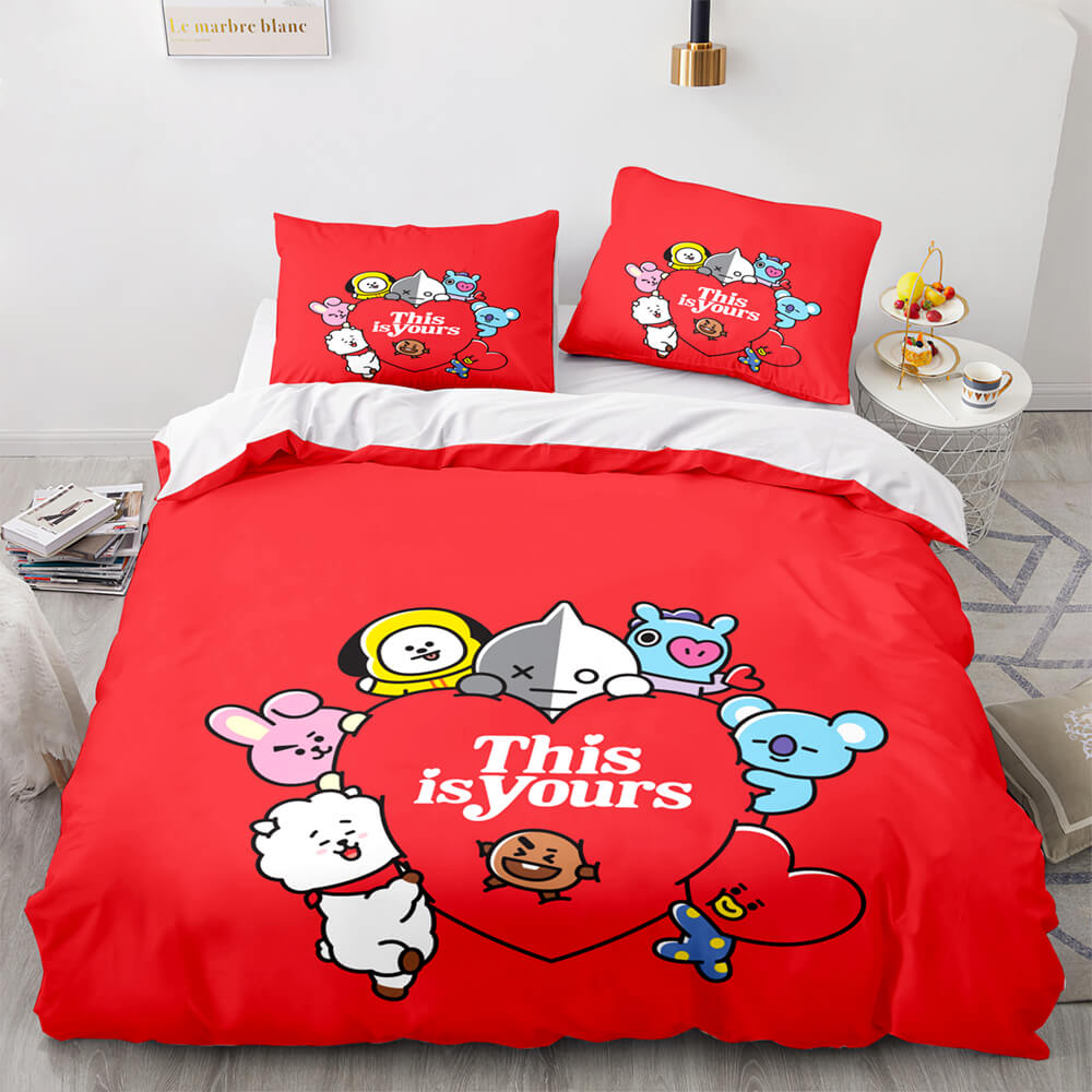 2024 NEW Cartoon BT21 BTS Bedding Set Quilt Duvet Cover Bedding Sets