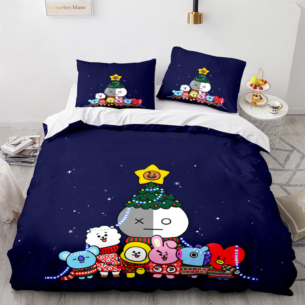 2024 NEW Cartoon BT21 BTS Bedding Set Quilt Duvet Cover Bedding Sets