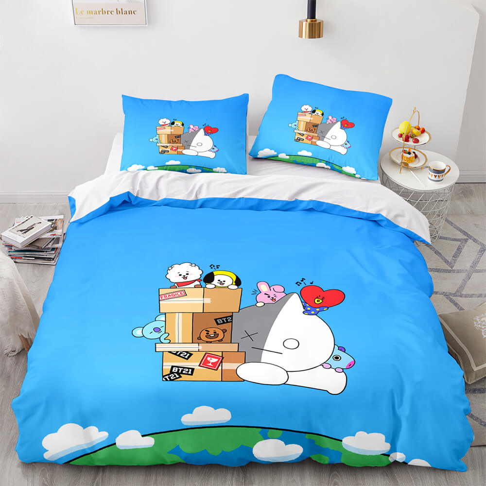 2024 NEW Cartoon BT21 BTS Bedding Set Quilt Duvet Cover Bedding Sets