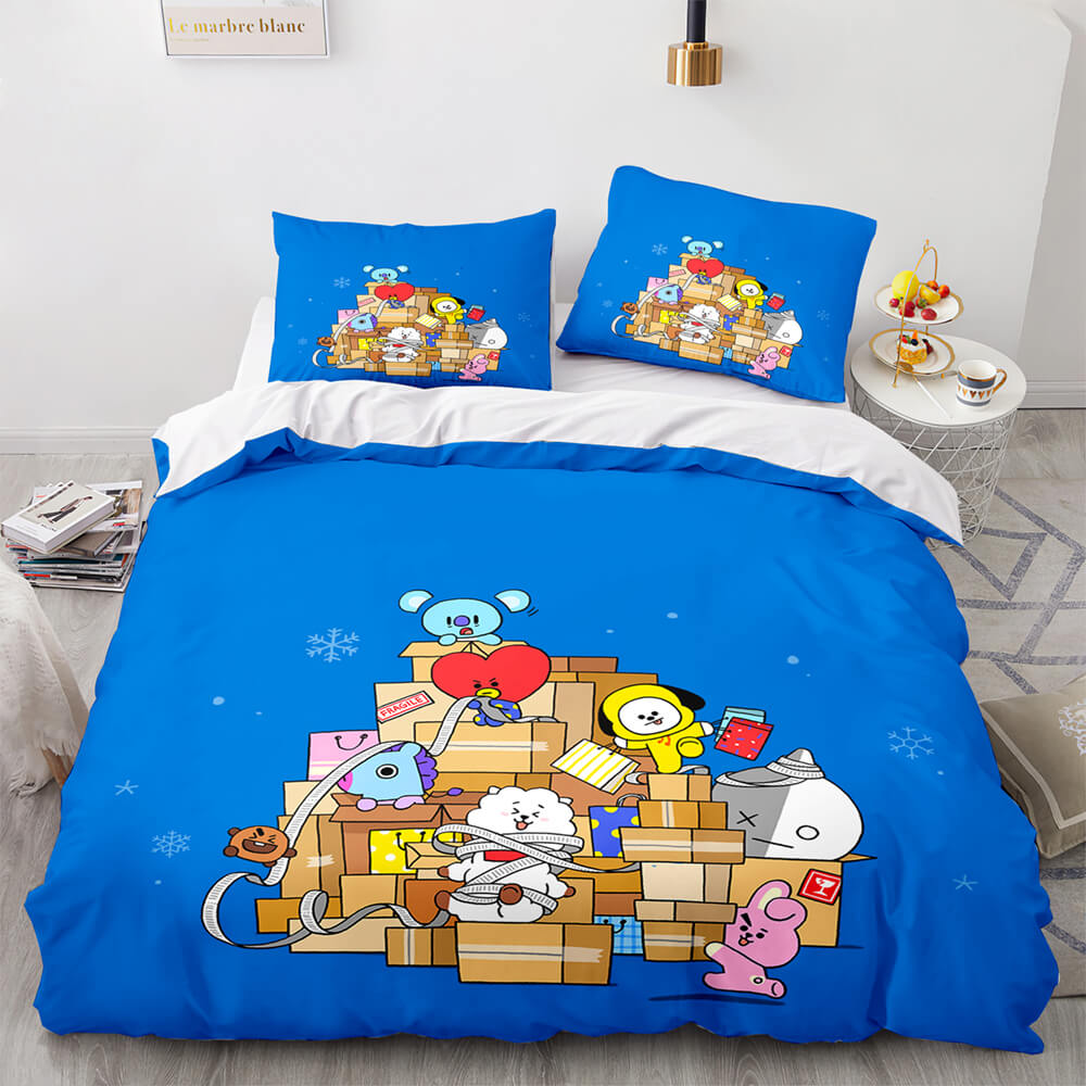 2024 NEW Cartoon BT21 BTS Bedding Set Quilt Duvet Cover Bedding Sets