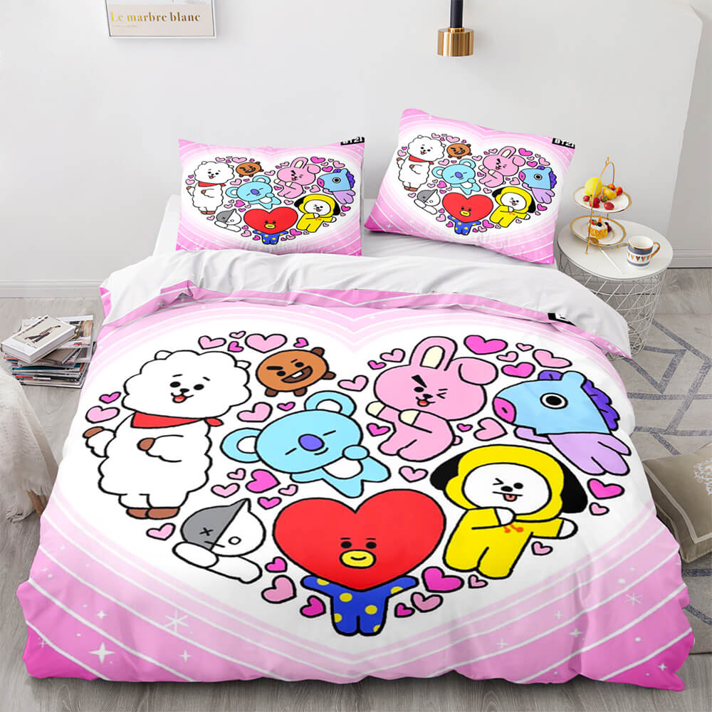 2024 NEW Cartoon BT21 BTS Bedding Set Quilt Duvet Cover Bedding Sets