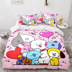 2024 NEW Cartoon BT21 BTS Bedding Set Quilt Duvet Cover Bedding Sets