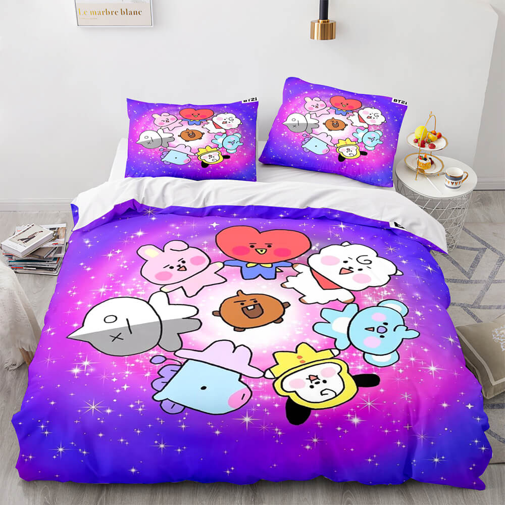 2024 NEW Cartoon BT21 BTS Bedding Set Quilt Duvet Cover Bedding Sets