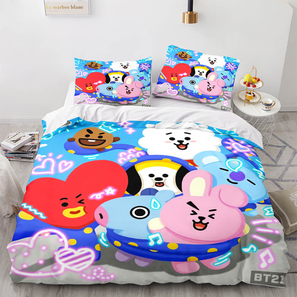 2024 NEW Cartoon BT21 BTS Butter Bedding Set Quilt Duvet Cover Bedding Sets