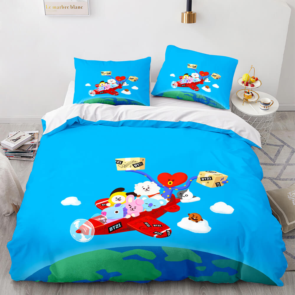 2024 NEW Cartoon BT21 BTS Butter Bedding Set Quilt Duvet Covers Bedding Sets