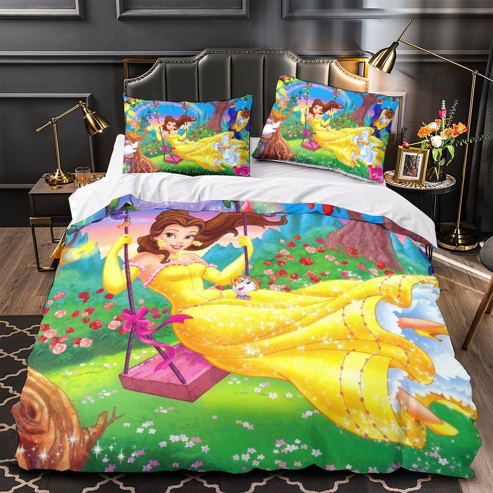 2024 NEW Cartoon Beauty and the Beast Bedding Set Quilt Duvet Cover Without Filler