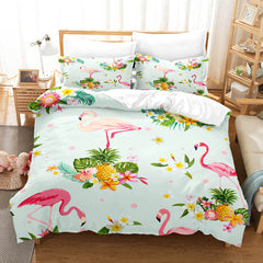 2024 NEW Cartoon Flamingo Bedding Set Quilt Covers Without Filler