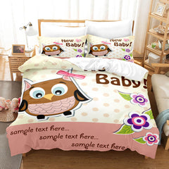 2024 NEW Cartoon Owl Girls Birthday Bedding Sets Quilt Cover Without Filler