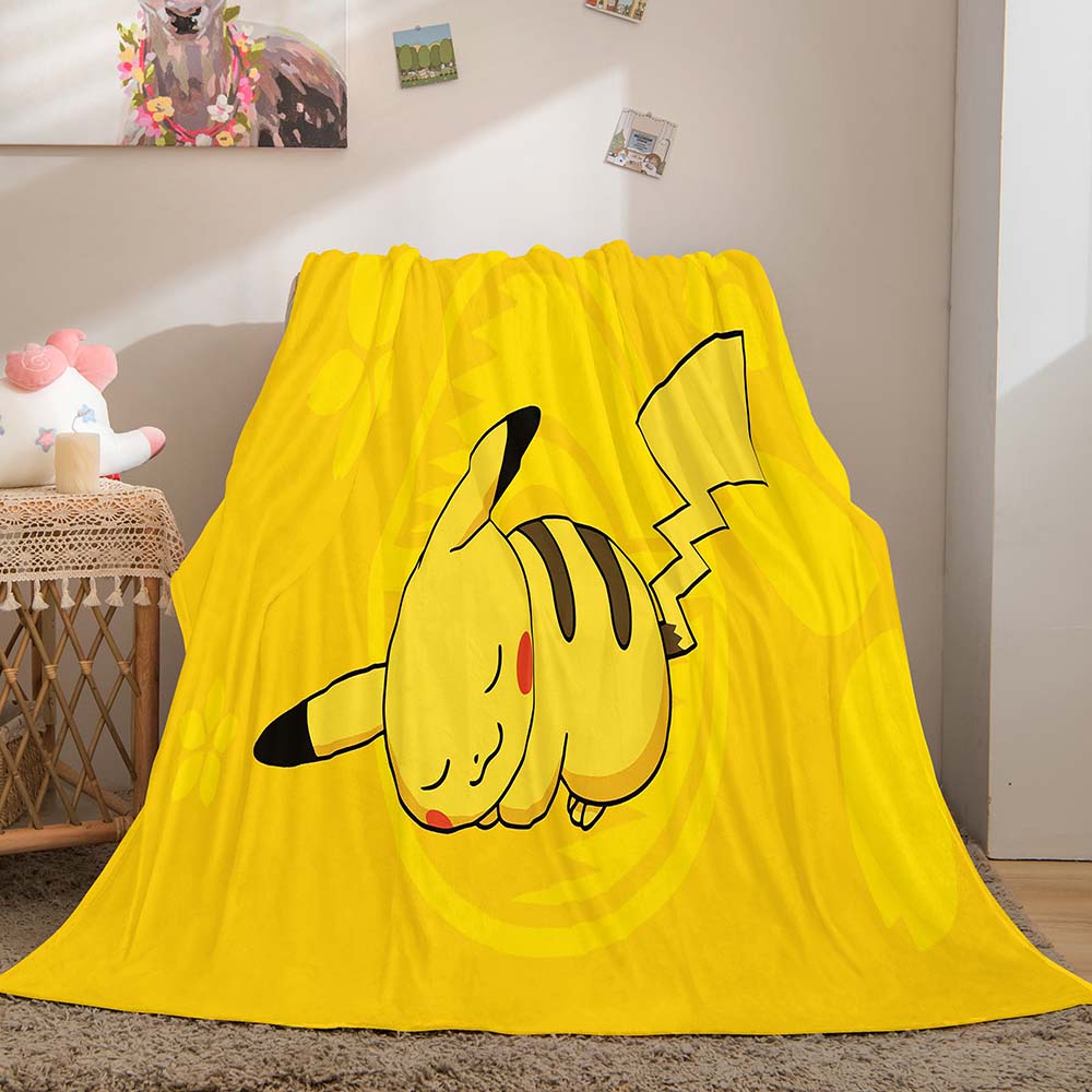2024 NEW Cartoon Pikachu Blanket Flannel Throw Room Decoration