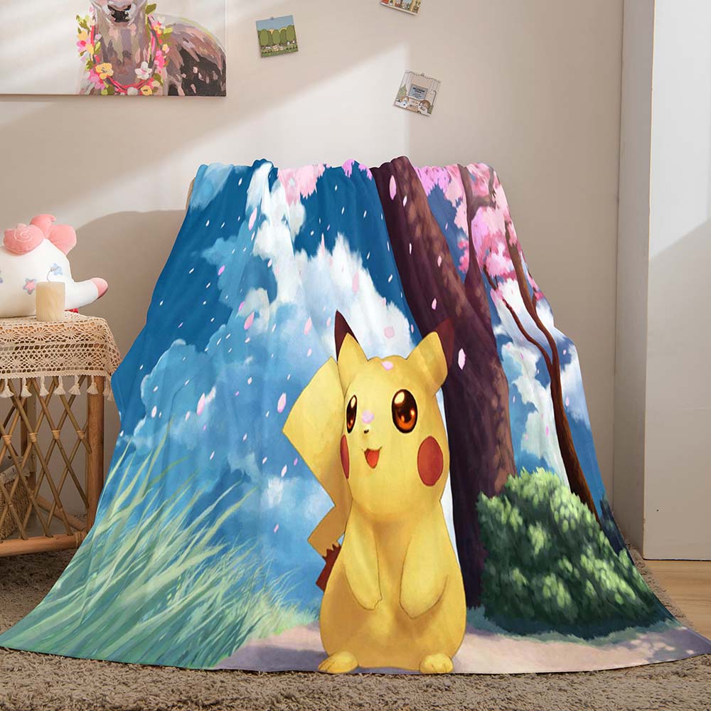 2024 NEW Cartoon Pikachu Blanket Flannel Throw Room Decoration