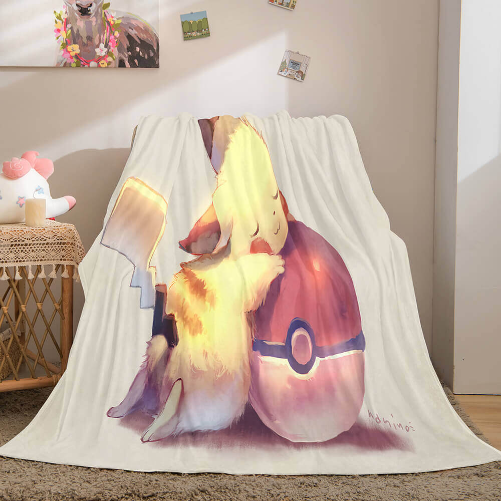 2024 NEW Cartoon Pokemon Pikachu Flannel Fleece Blanket Throw Quilt Blanket