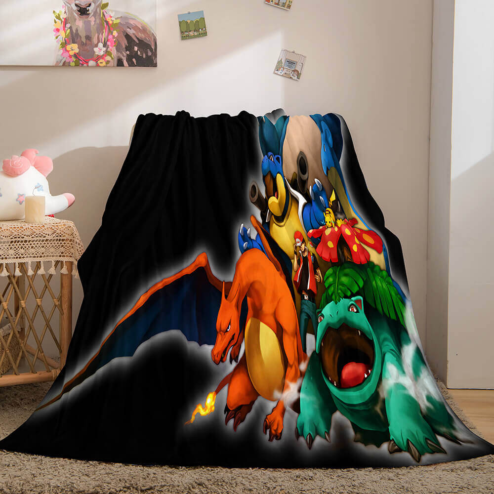 2024 NEW Cartoon Pokemon Pikachu Flannel Fleece Blanket Throw Quilt Blanket