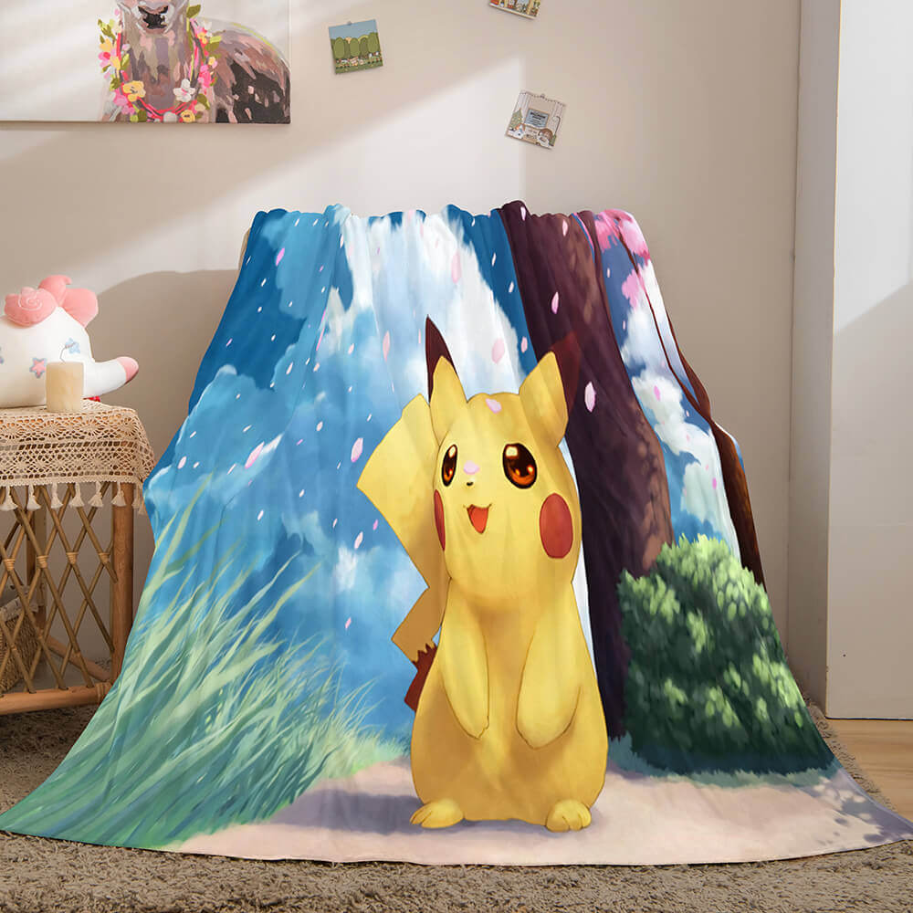 2024 NEW Cartoon Pokemon Pikachu Flannel Fleece Blanket Throw Quilt Blanket