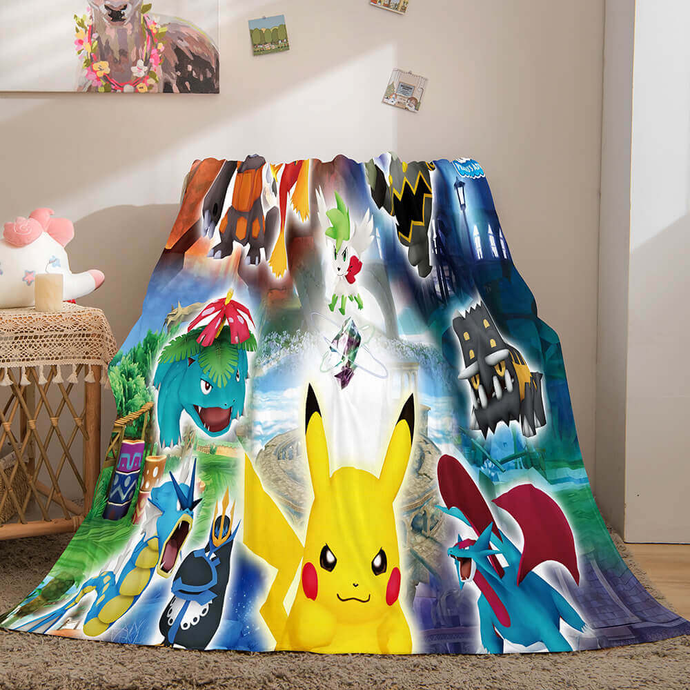 2024 NEW Cartoon Pokemon Pikachu Flannel Fleece Blanket Throw Quilt Blanket