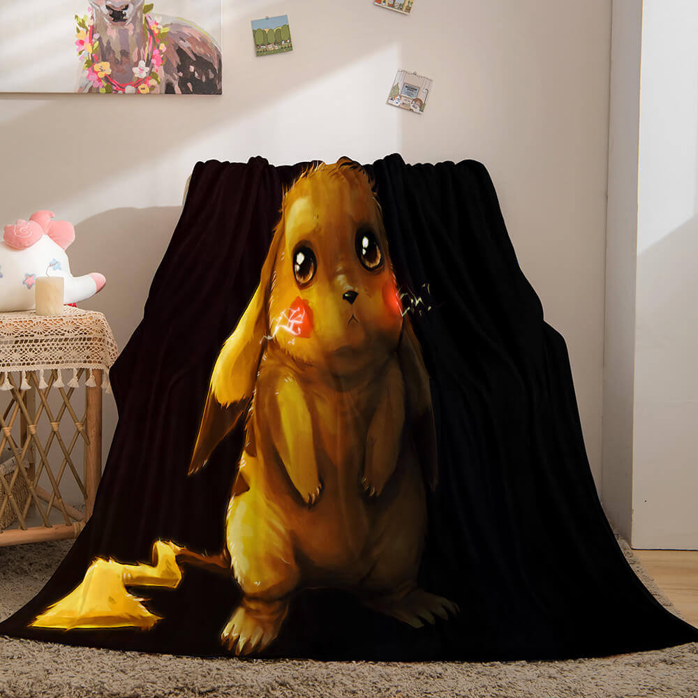 2024 NEW Pokemon Pikachu Blanket Flannel Fleece Blanket Throw Cosplay Blanket