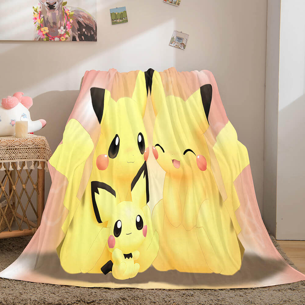 2024 NEW Pokemon Pikachu Blanket Flannel Fleece Blanket Throw Cosplay Blanket