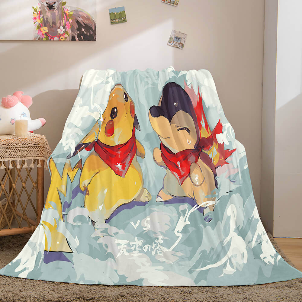 2024 NEW Pokemon Pikachu Blanket Flannel Fleece Blanket Throw Cosplay Blanket