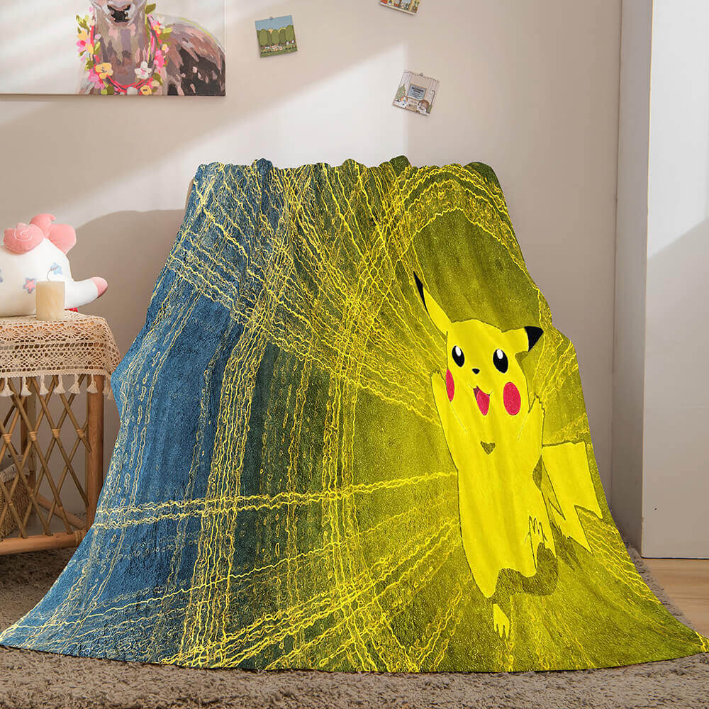 2024 NEW Pokemon Pikachu Blanket Flannel Fleece Blanket Throw Cosplay Blanket