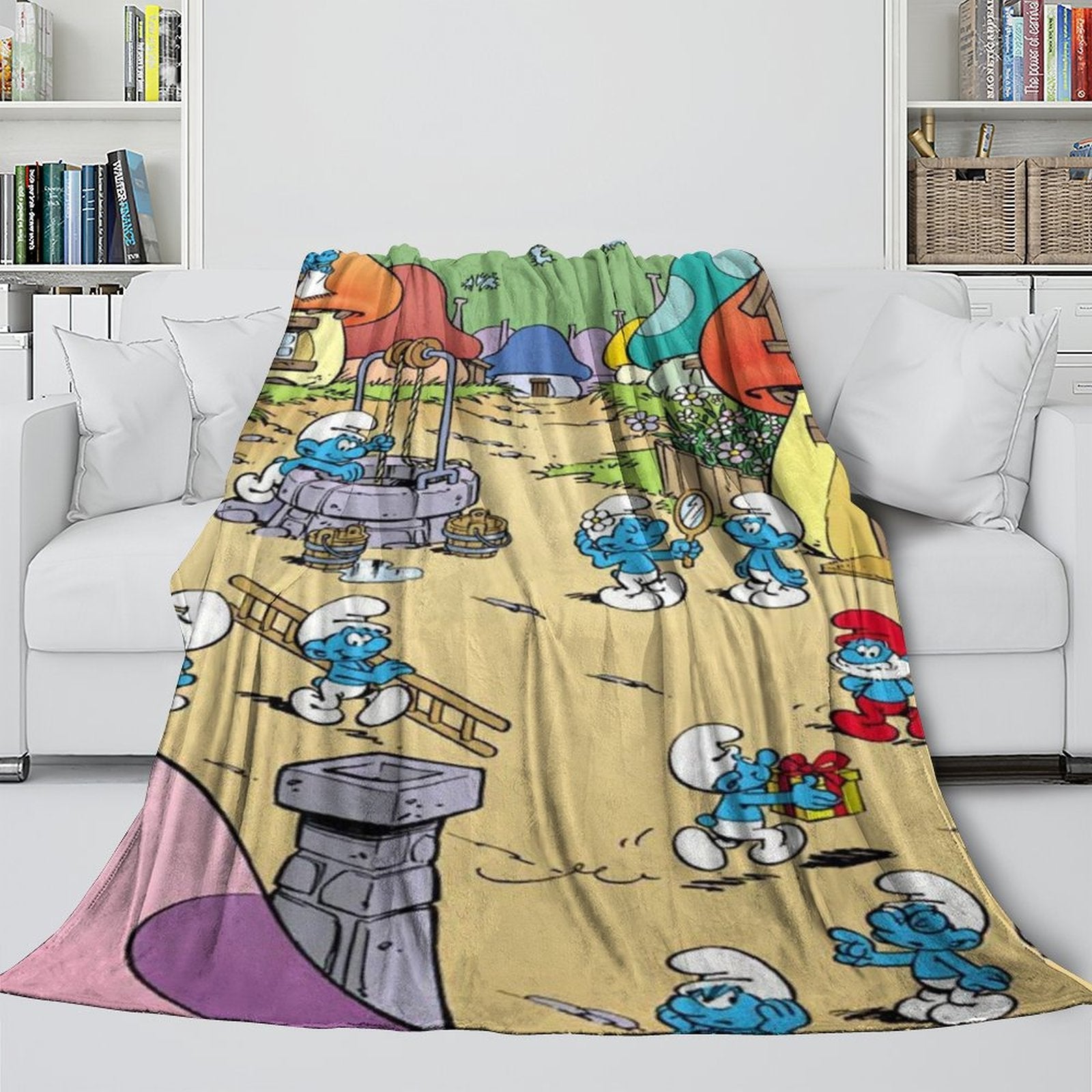 2024 NEW Cartoon Smurfs Blanket Flannel Throw Room Decoration