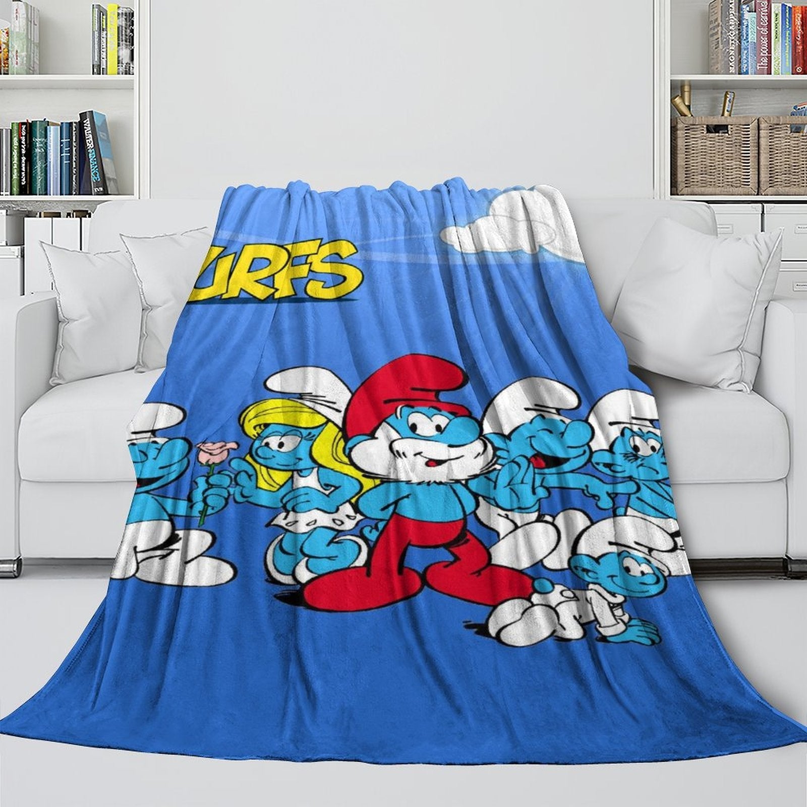 2024 NEW Cartoon Smurfs Blanket Flannel Throw Room Decoration