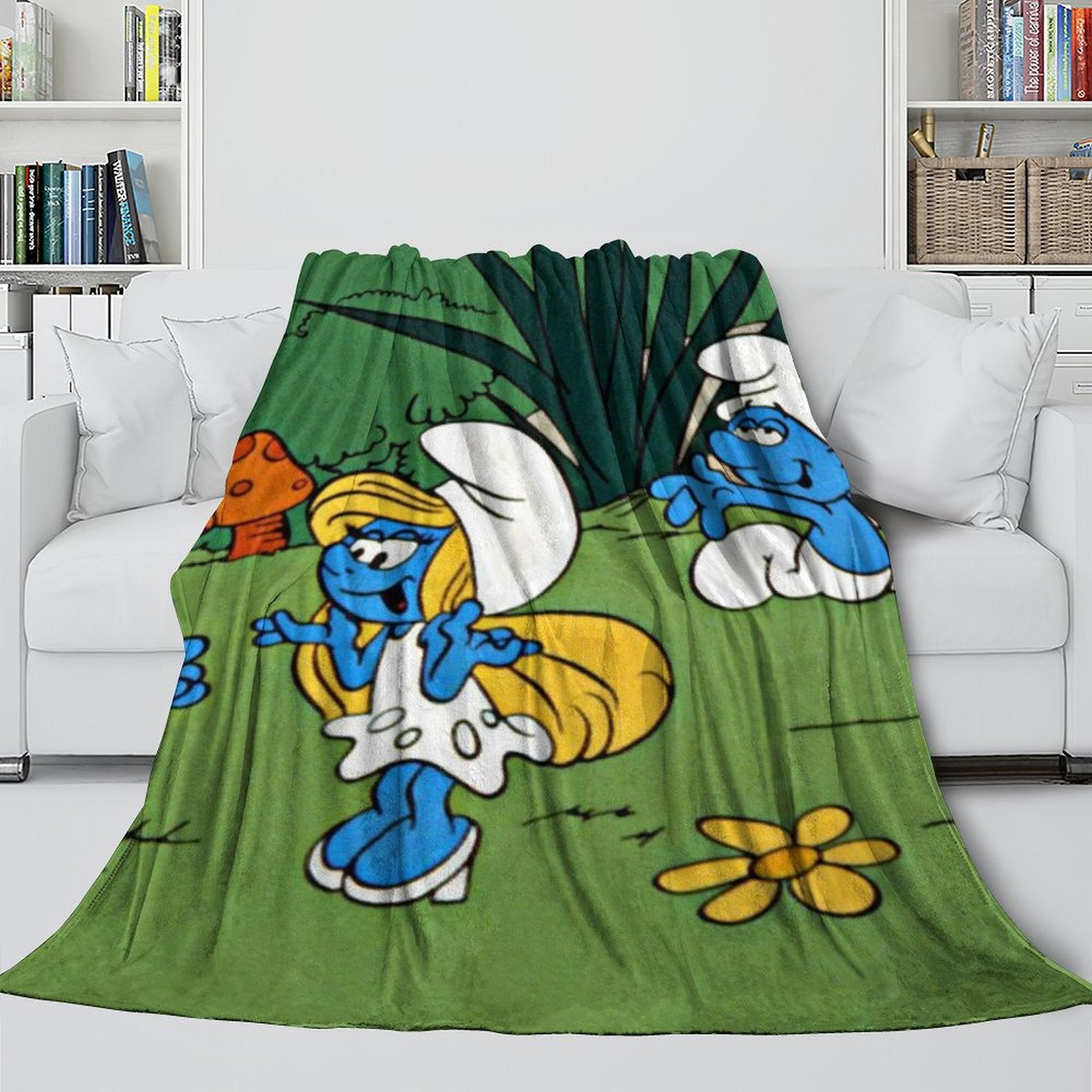 2024 NEW Cartoon Smurfs Blanket Flannel Throw Room Decoration