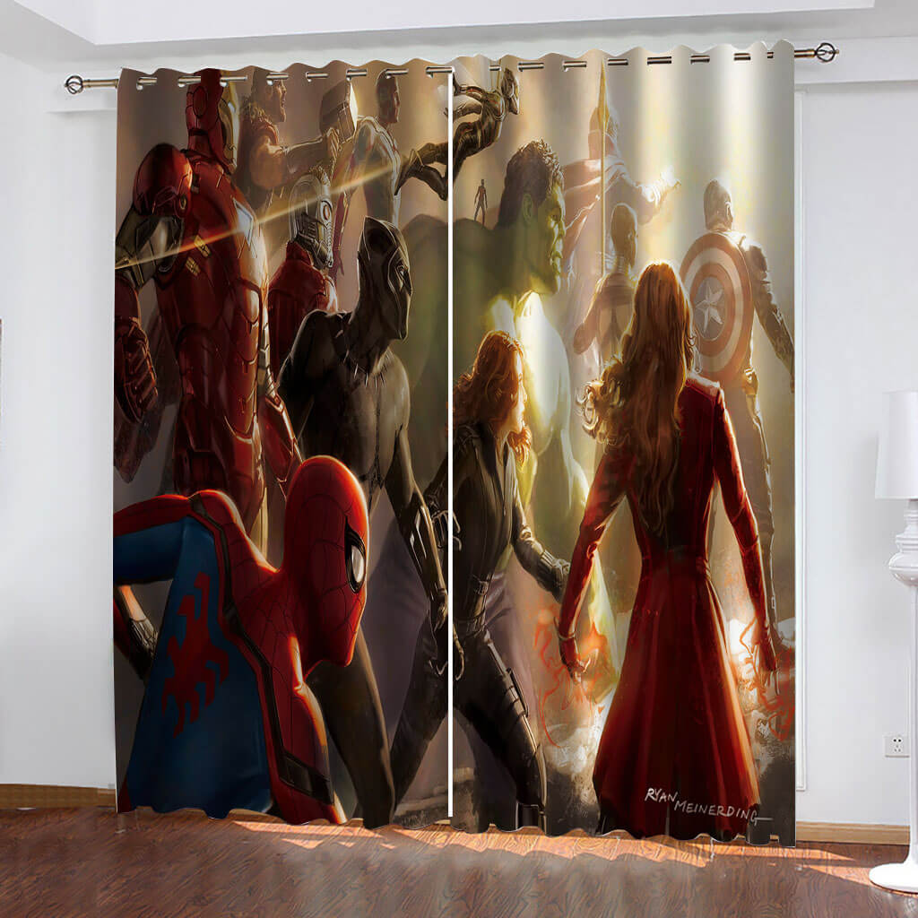 2024 NEW Cartoon The Avengers Curtains Cosplay Blackout Window Drapes Decoration