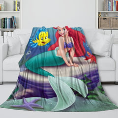 2025 NEW Cartoon The Little Mermaid Blanket Flannel Fleece Throw Room Decoration