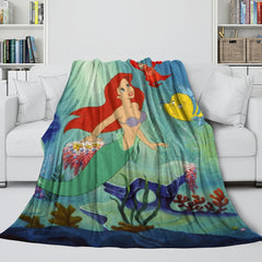 2025 NEW Cartoon The Little Mermaid Blanket Flannel Fleece Throw Room Decoration