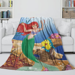2025 NEW Cartoon The Little Mermaid Blanket Flannel Fleece Throw Room Decoration