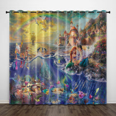 2024 NEW Cartoon The Little Mermaid Curtains Pattern Blackout Window Drapes