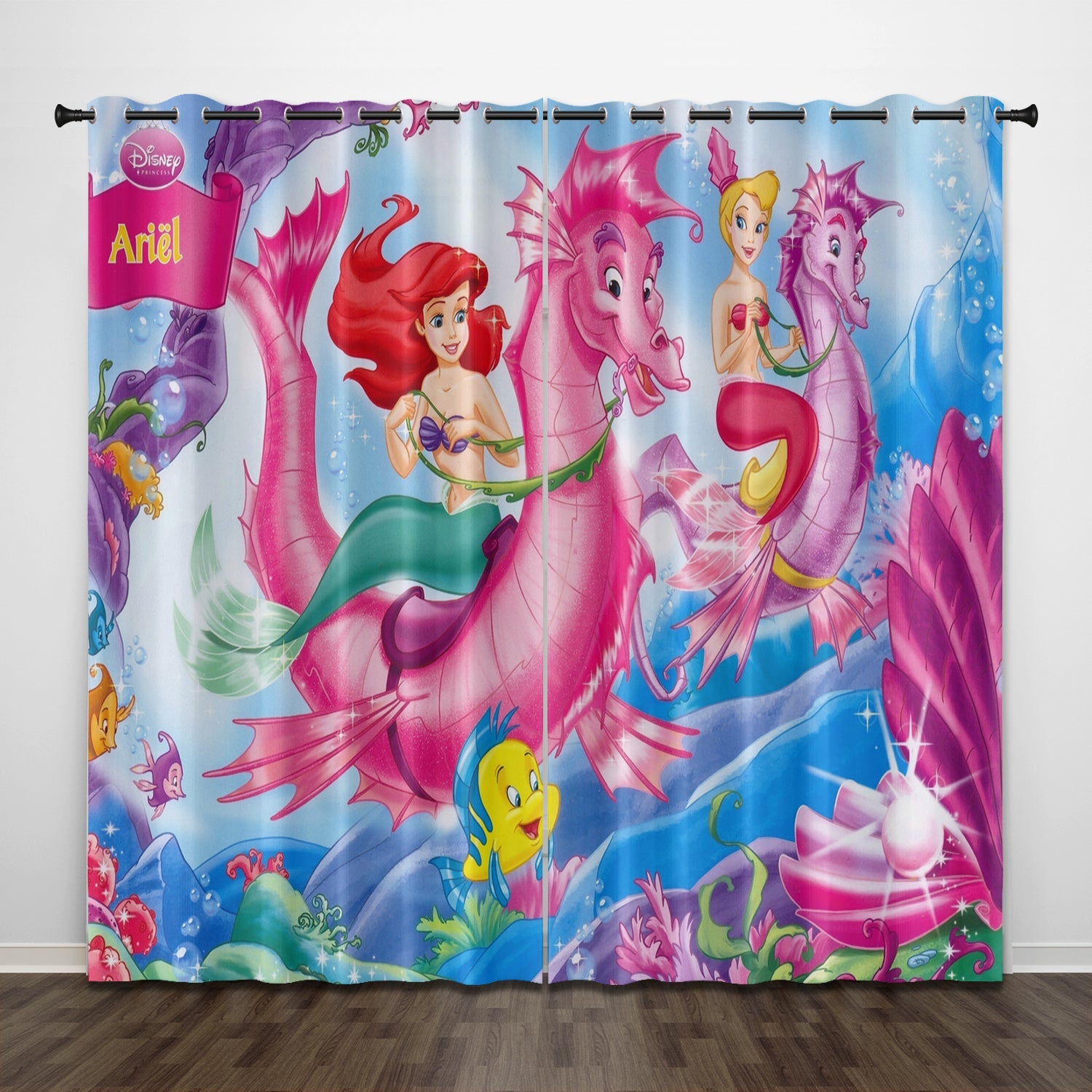 2024 NEW Cartoon The Little Mermaid Curtains Pattern Blackout Window Drapes