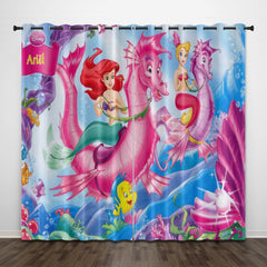 2024 NEW Cartoon The Little Mermaid Curtains Pattern Blackout Window Drapes