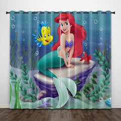 2024 NEW Cartoon The Little Mermaid Curtains Pattern Blackout Window Drapes