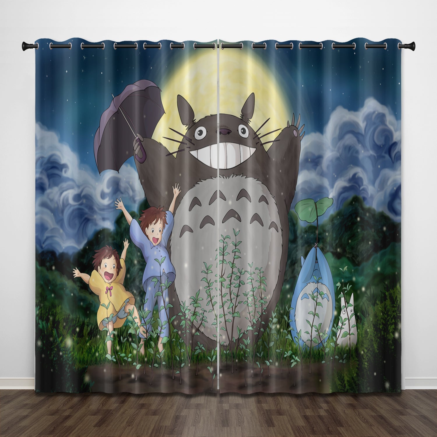 2024 NEW Cartoon Tonari no Totoro Curtains Pattern Blackout Window Drapes