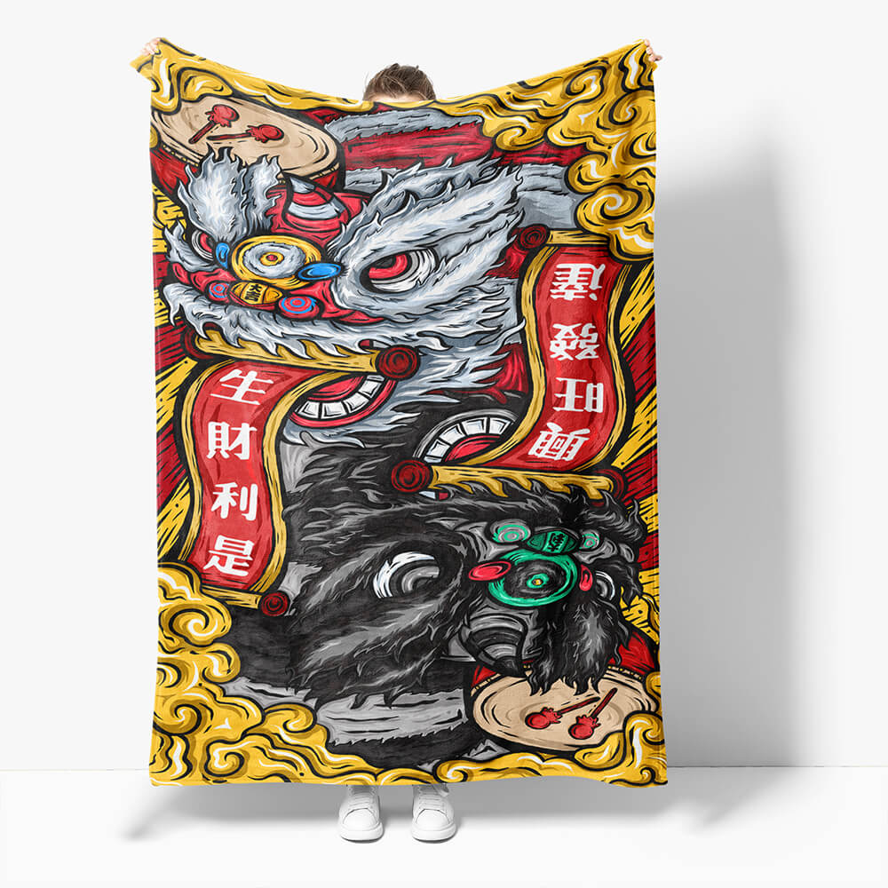 2024 NEW Chinese National Tide Elements Flannel Fleece Throw Cosplay Blanket