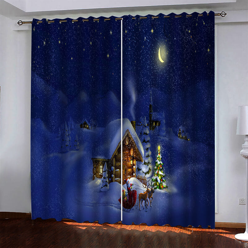 2024 NEW Christmas Pattern Curtains Blackout Window Drapes