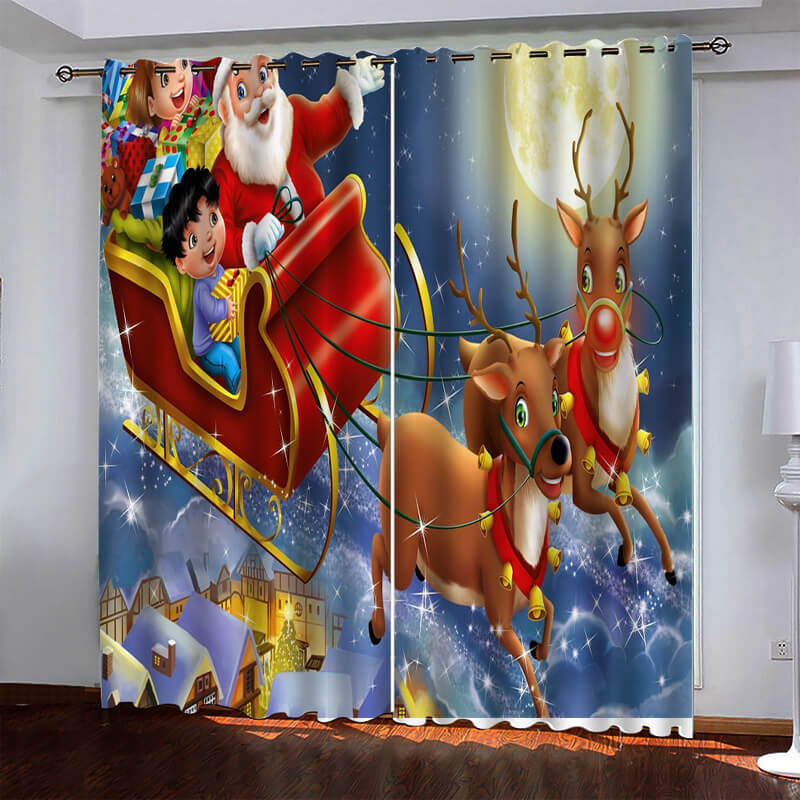 2024 NEW Christmas Pattern Curtains Blackout Window Drapes