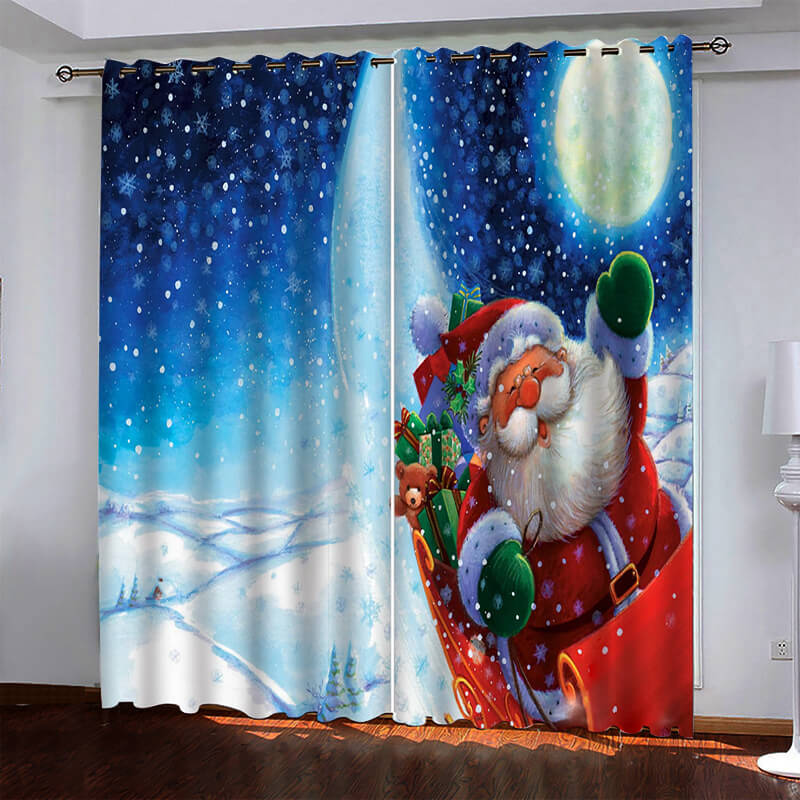 2024 NEW Christmas Pattern Curtains Blackout Window Drapes