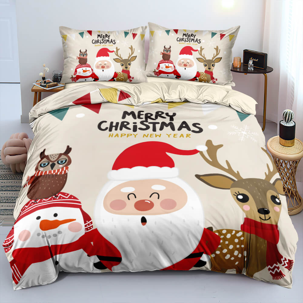 2024 NEW Christmas Santa Claus Pattern Bedding Sets Quilt Cover Without Filler