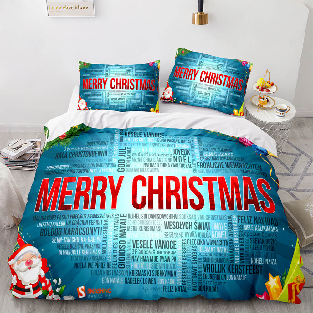 2024 NEW Christmas Script Bedding Sets Full Quilt Covers Without Filler