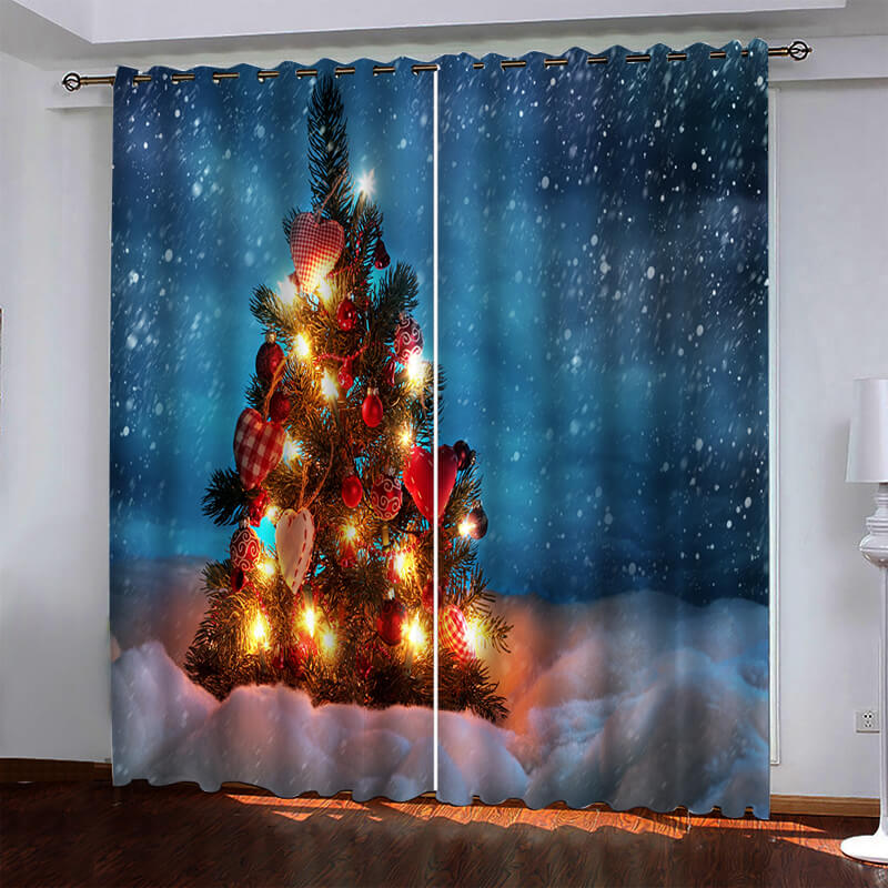 2024 NEW Christmas Tree Pattern Curtains Blackout Window Drapes