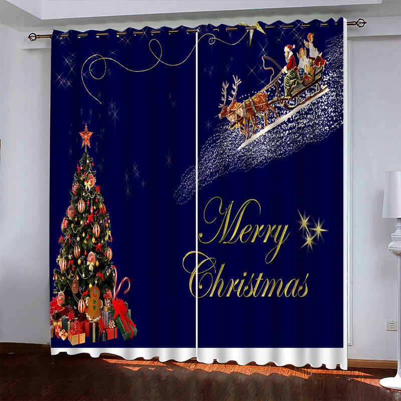 2024 NEW Christmas Tree Pattern Curtains Blackout Window Drapes