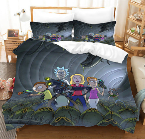 2024 NEW Comedy Rick and Morty Bedding Sets Pattern Quilt Cover Without Filler