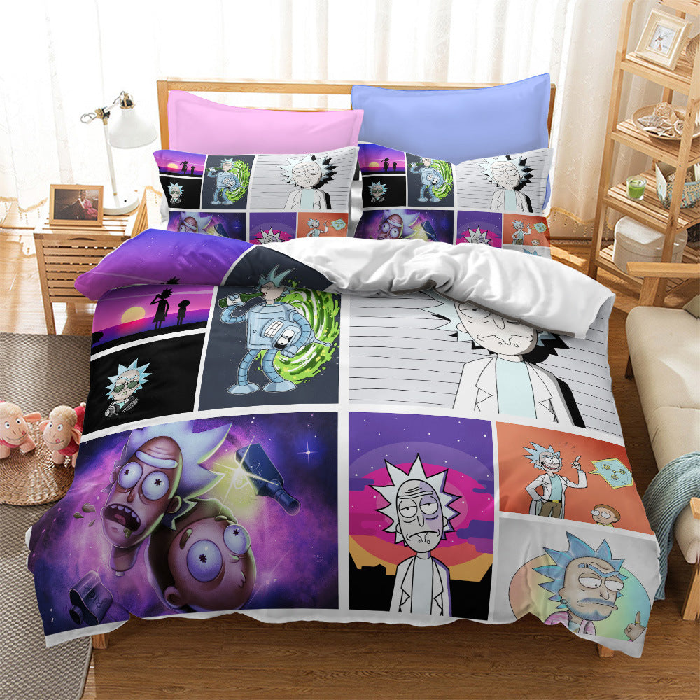 2024 NEW Comedy Rick and Morty Bedding Sets Pattern Quilt Cover Without Filler