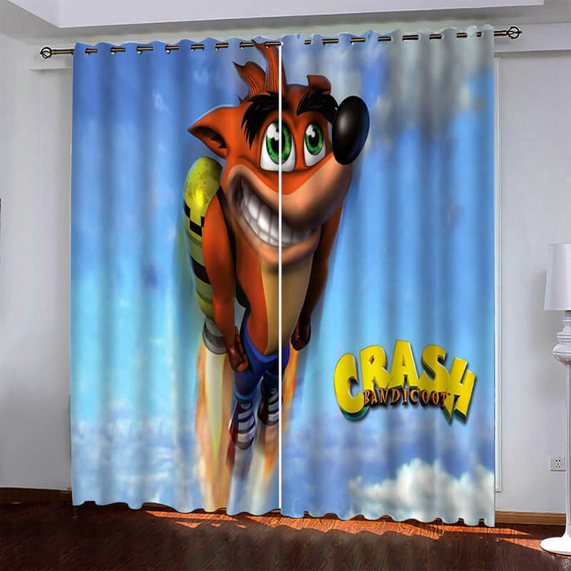 2024 NEW Crash Bandicoot Pattern Curtains Blackout Window Drapes