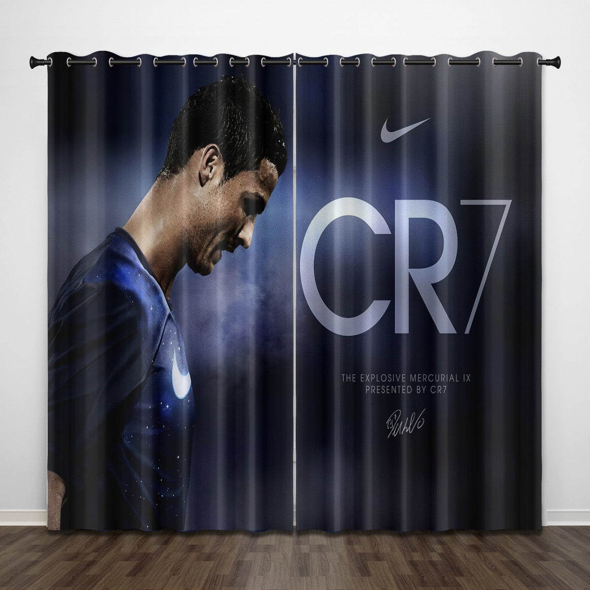 2024 NEW Cristiano Ronaldo CR7 Curtains Pattern Blackout Window Drapes