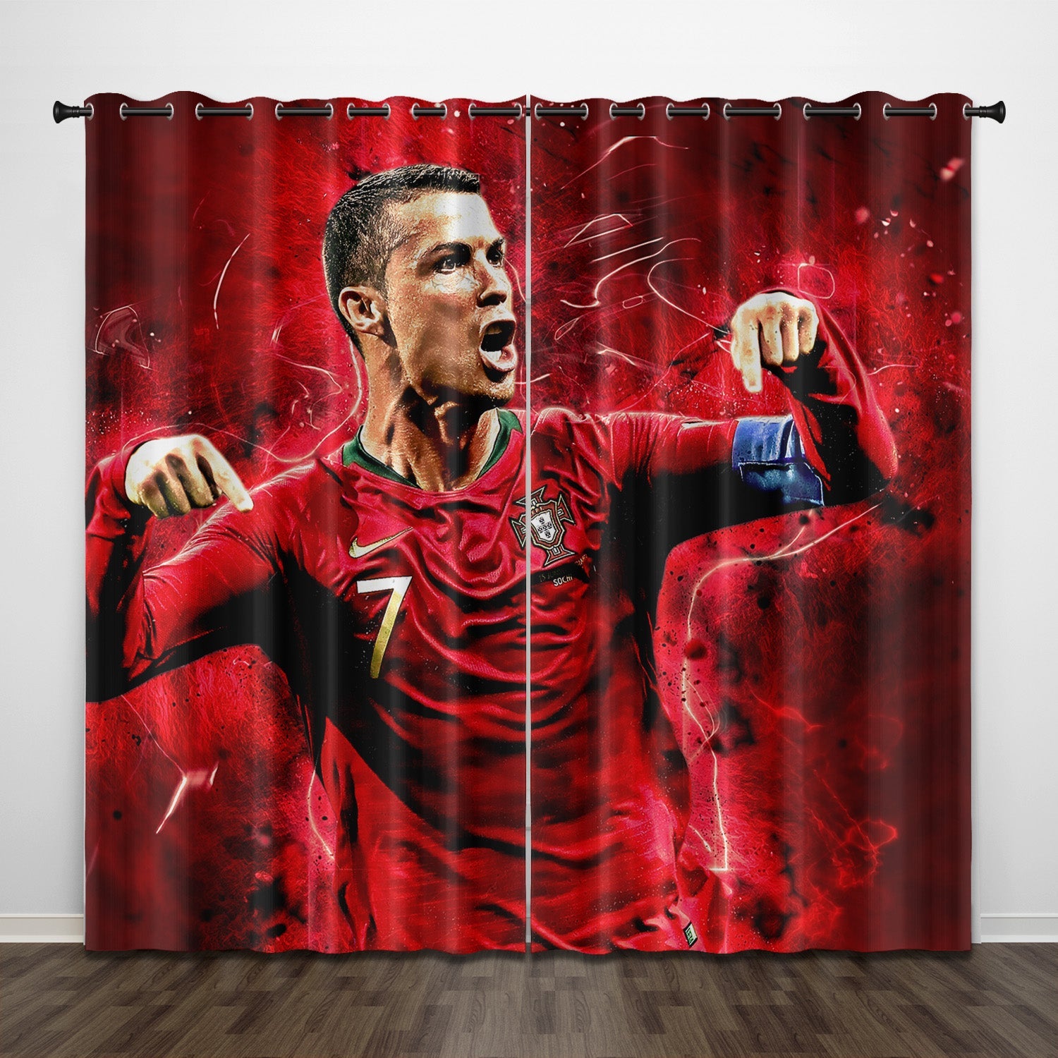 2024 NEW Cristiano Ronaldo CR7 Curtains Pattern Blackout Window Drapes