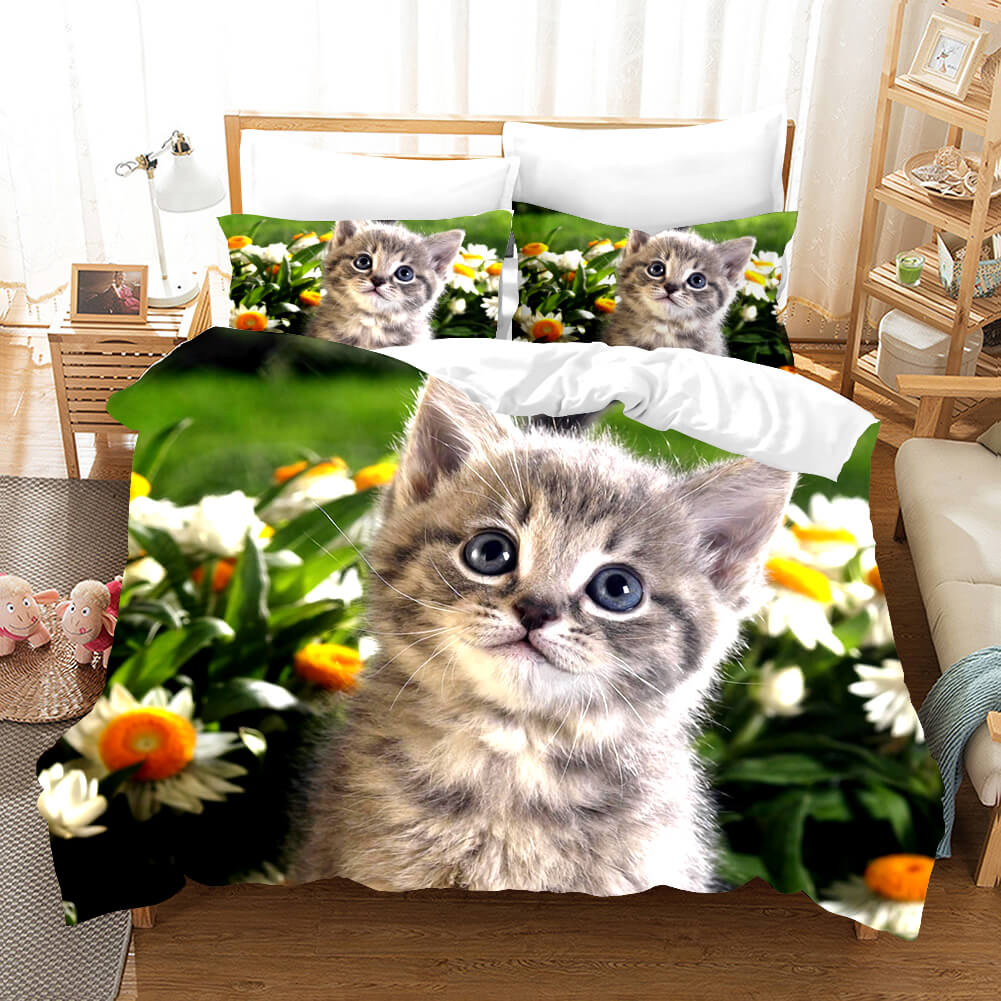 2024 NEW Cute Animal Pet Cats Bedding Set Quilt Covers Without Filler