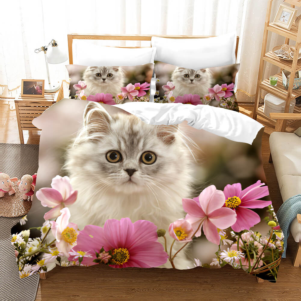 2024 NEW Cute Animal Pet Cats Bedding Set Quilt Covers Without Filler