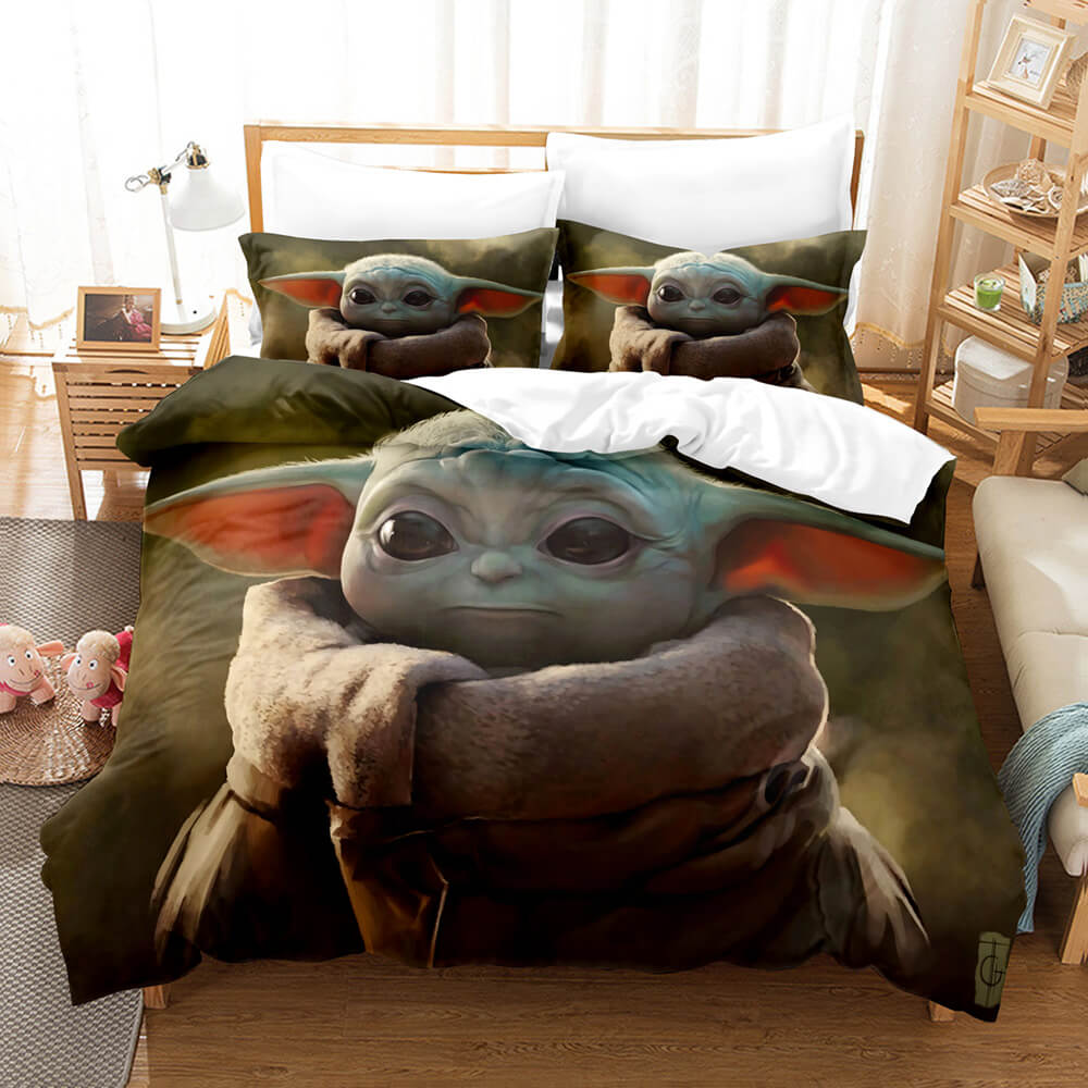 2024 NEW Cute Baby Yoda Cosplay Bedding Set Quilt Cover Without Filler